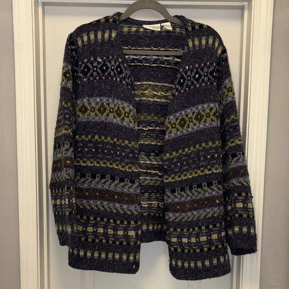 Croft & Barrow Blue and Green Knit Cardigan